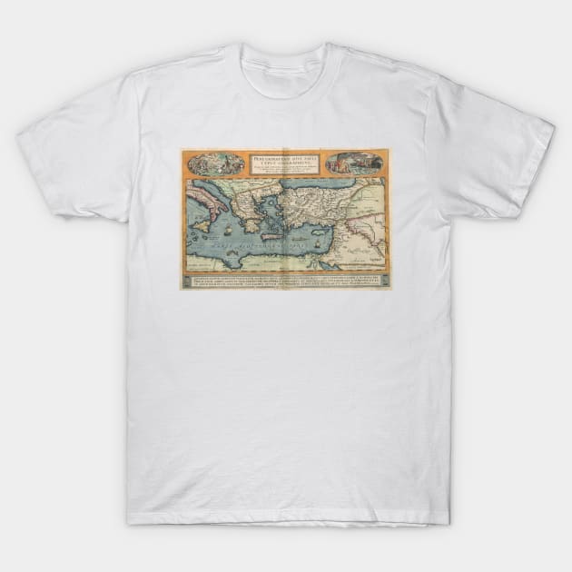 Vintage Map of The Mediterranean (1584) T-Shirt by Bravuramedia